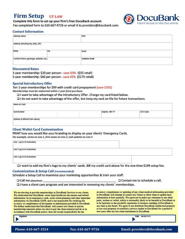 UT LAW DocuBank Setup Form